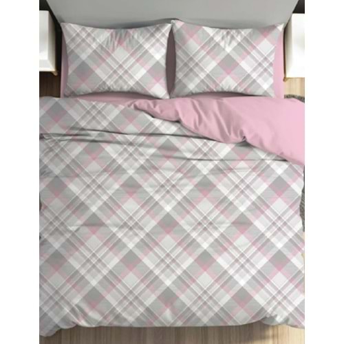 Cotton Box Fixbox Ranforce Çift Kişilik Çarşafı Lastikli Nevresim Takımı Linea Pudra