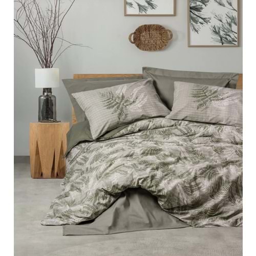 Cotton Box Dual Ranforce Frond Haki Tek Kişilik Nevresim Takımı