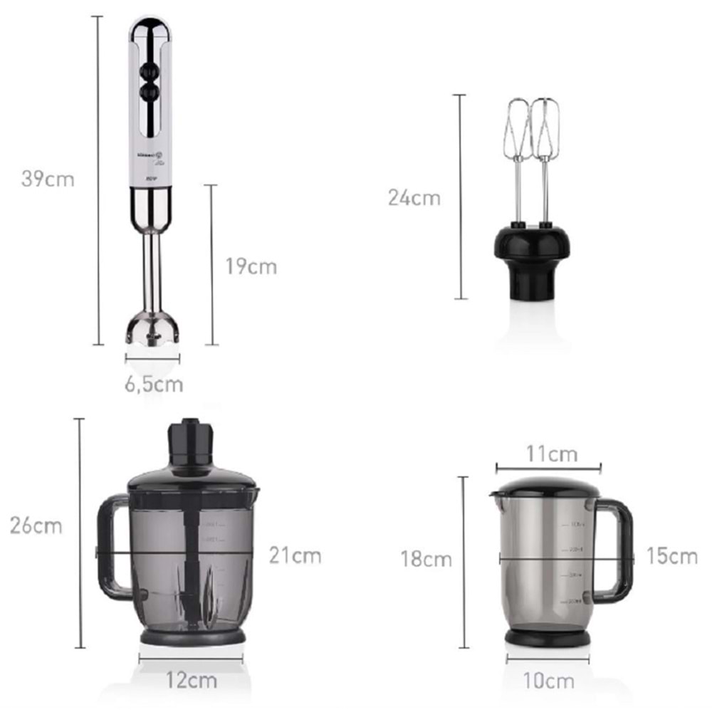 Korkmaz A447-14 Mia Vanilya Krom Mega Blender Set