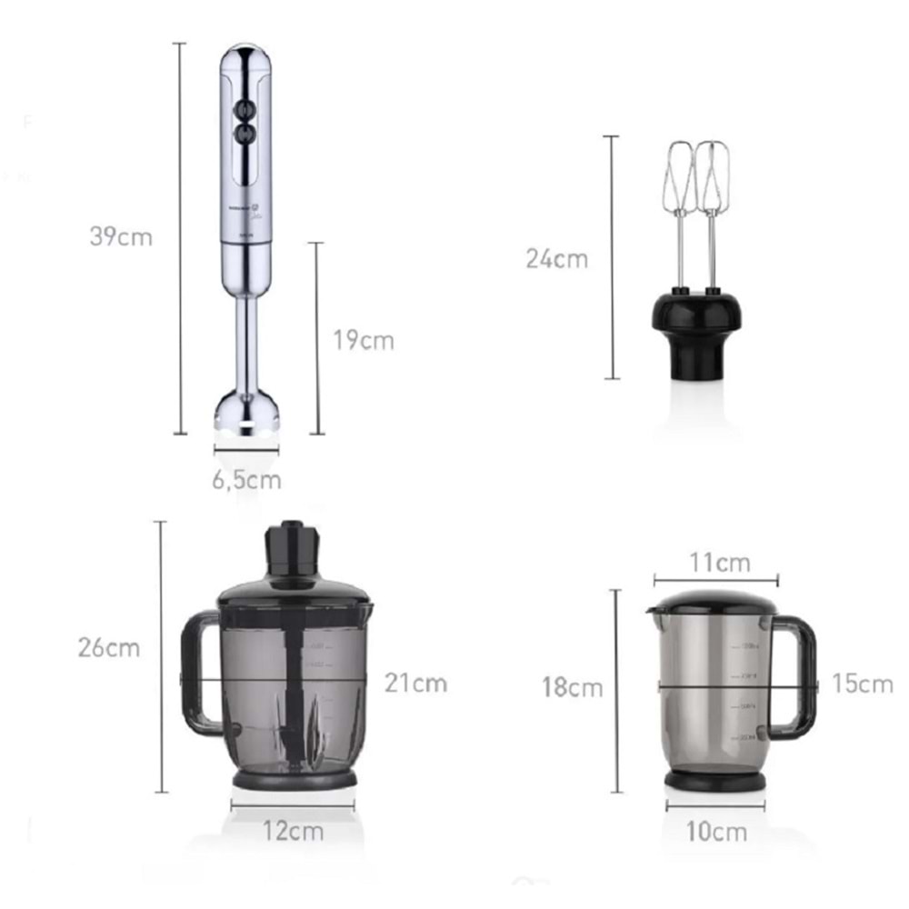 Korkmaz A447-16 Mia Mega Blender Set Inox-Krom
