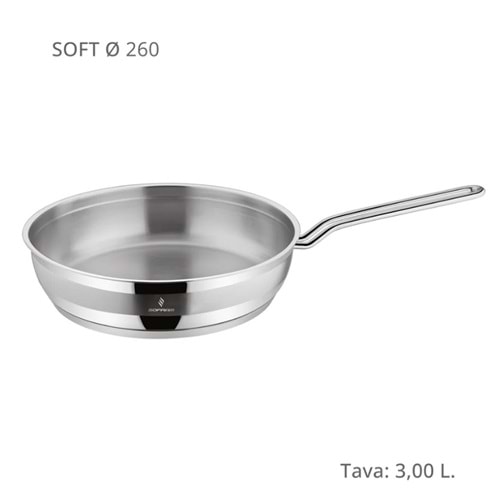 Sofram 26 cm Tek Saplı Paslanmaz Çelik Tava 3 LT