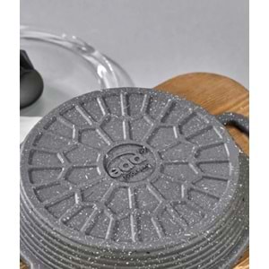 Eda ZK-905 Büyük Asya 3'lü Granit Sahan Seti Cam Kapaklı Döküm Gri