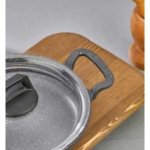 Eda ZK-905 Büyük Asya 3'lü Granit Sahan Seti Cam Kapaklı Döküm Gri