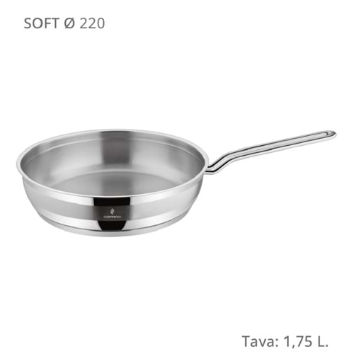 Sofram Soft 22 cm Tek Saplı Paslanmaz Çelik Tava 1,75 LT