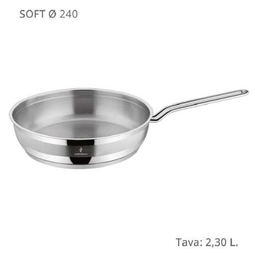 Sofram Soft 24 cm Tek Saplı Paslanmaz Çelik Tava 2,30 LT