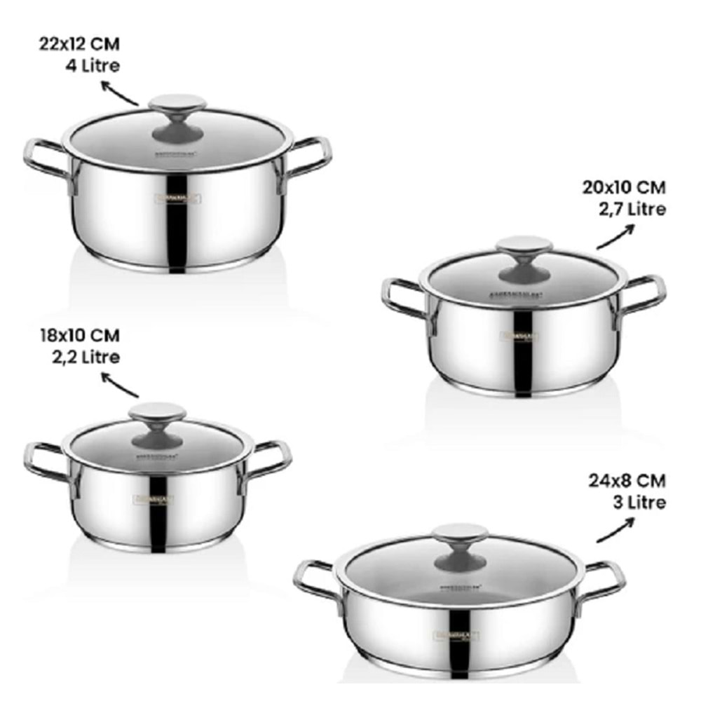 Kahramanlar Yağmur 8 Parça Tencere Takımı 9005