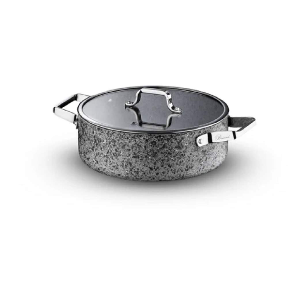 Brioni Stone-H 32 cm Çizilmez Yanmaz Yapışmaz İndüksiyon Uyumlu Basık Tencere SH-127