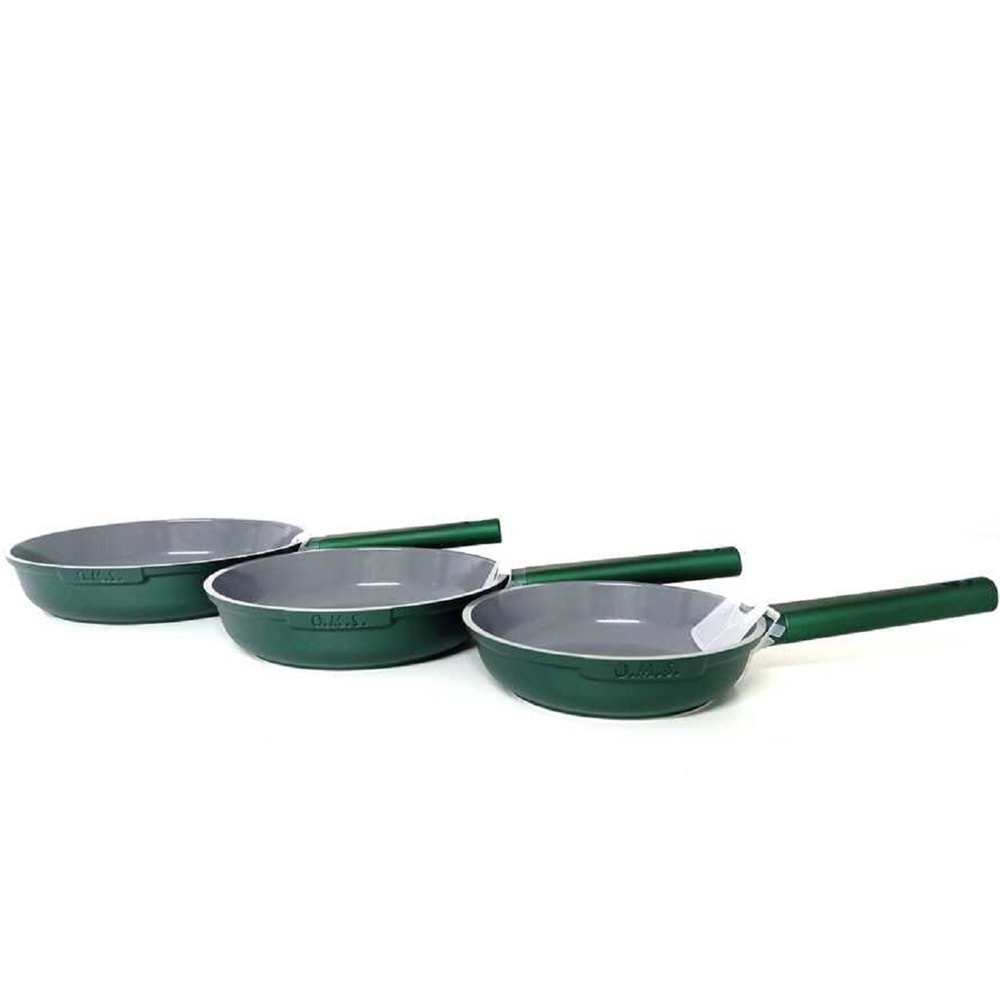 Oms Non Stick Seramik Tava Seti Yeşil 15016