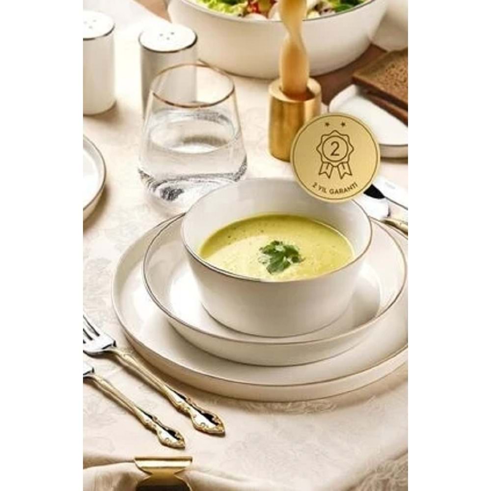 Nehir Yakamoz Gold 6 Kişilik 30 Parça Bone Porselen Yemek Takımı