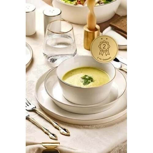 Nehir Yakamoz Gold 6 Kişilik 30 Parça Bone Porselen Yemek Takımı