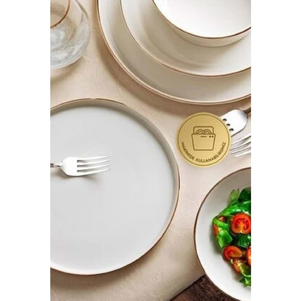 Nehir Yakamoz Gold 6 Kişilik 30 Parça Bone Porselen Yemek Takımı