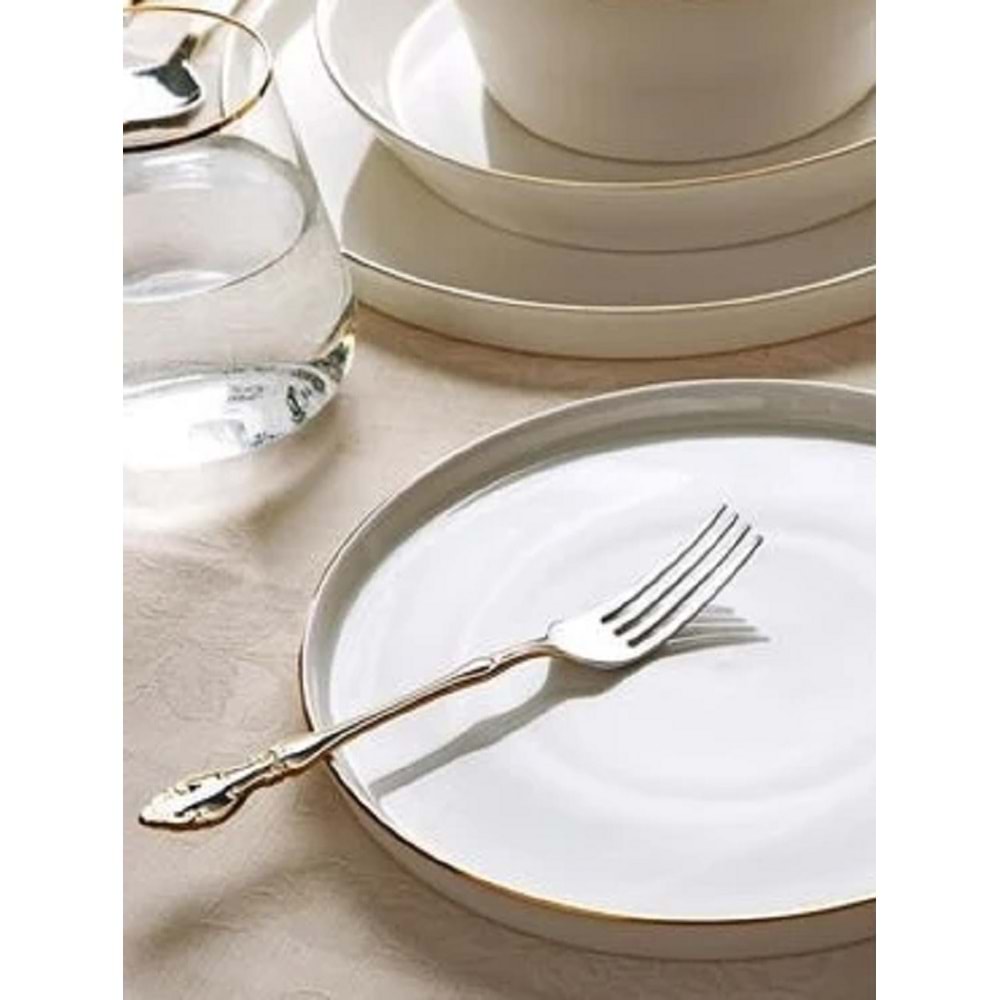 Nehir Yakamoz Gold 6 Kişilik 30 Parça Bone Porselen Yemek Takımı