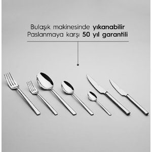 Nehir Dalyan Sade 72 Parça 12 Kişilik Çatal Kaşık Bıçak Takımı