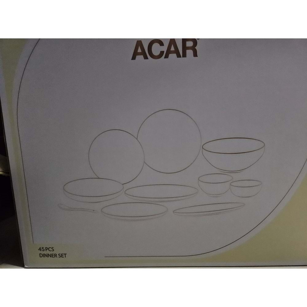 Acar Senna Silver 45 Parça 6 Kişilik Porselen Yemek Takımı 7306