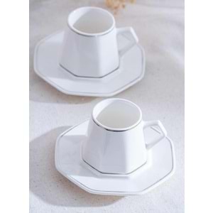 Acar Elara Silver 6 Kişilik Kahve Fincanı Takımı 6614 - 90 ml