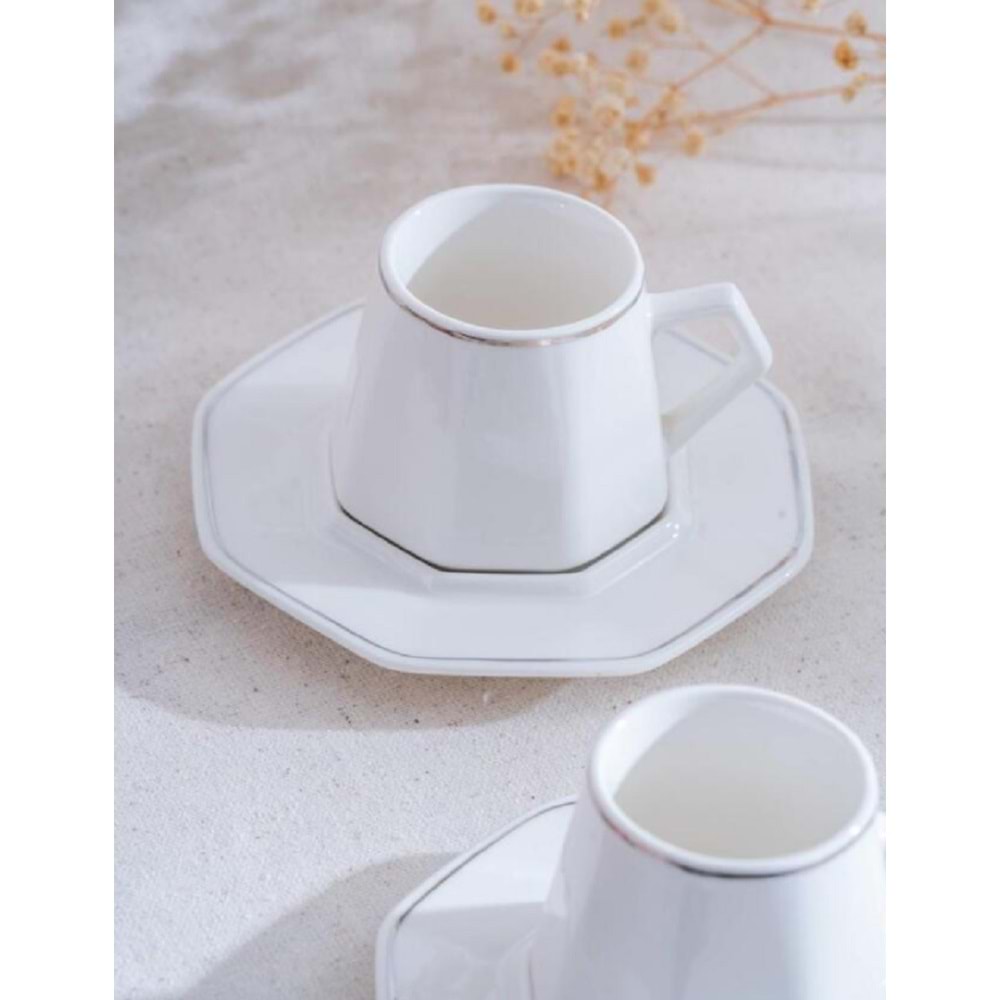 Acar Elara Silver 6 Kişilik Kahve Fincanı Takımı 6614 - 90 ml