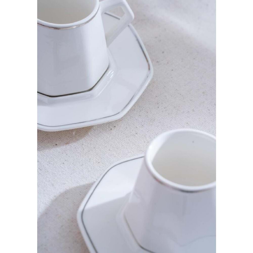 Acar Elara Silver 6 Kişilik Kahve Fincanı Takımı 6614 - 90 ml