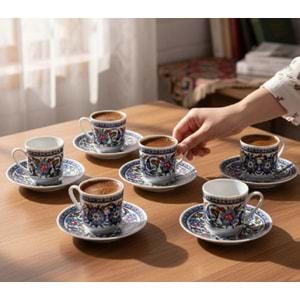 Güral Porselen 6 Kişilik Porselen Kahve Fincan Takımı Topkapı 60932