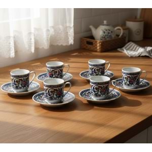 Güral Porselen 6 Kişilik Porselen Kahve Fincan Takımı Topkapı 60932