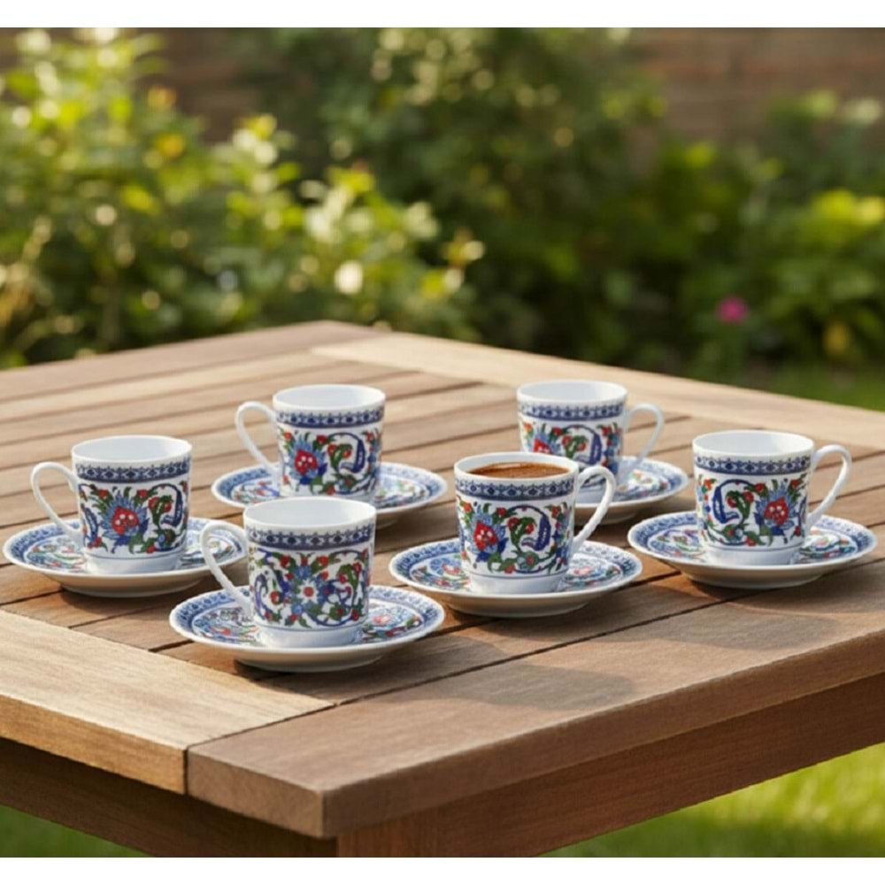 Güral Porselen 6 Kişilik Porselen Kahve Fincan Takımı Topkapı 60932