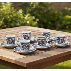 Güral Porselen 6 Kişilik Porselen Kahve Fincan Takımı Topkapı 60932