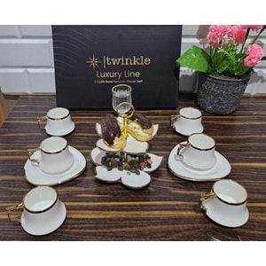 Twinkle Luxury Gold Bone Porselen Kahve Fincan Takımı 03Gld01