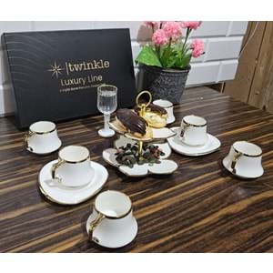 Twinkle Luxury Gold Bone Porselen Kahve Fincan Takımı 03Gld01