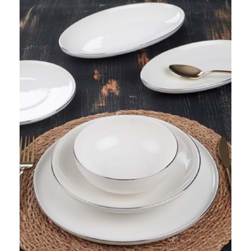 Acar Arden 6 Kişilik 27 Parça Porselen Yemek Takımı - Silver 5541