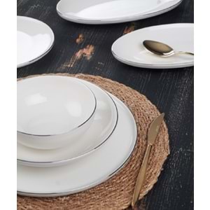 Acar Arden 6 Kişilik 27 Parça Porselen Yemek Takımı - Silver 5541