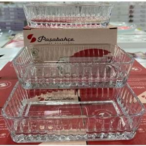 Paşabahçe Frezya 3 lü 14 cm Dikdörtgen Kase Şeffaf 530323