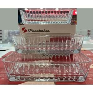 Paşabahçe Frezya 3 lü 14 cm Dikdörtgen Kase Şeffaf 530323