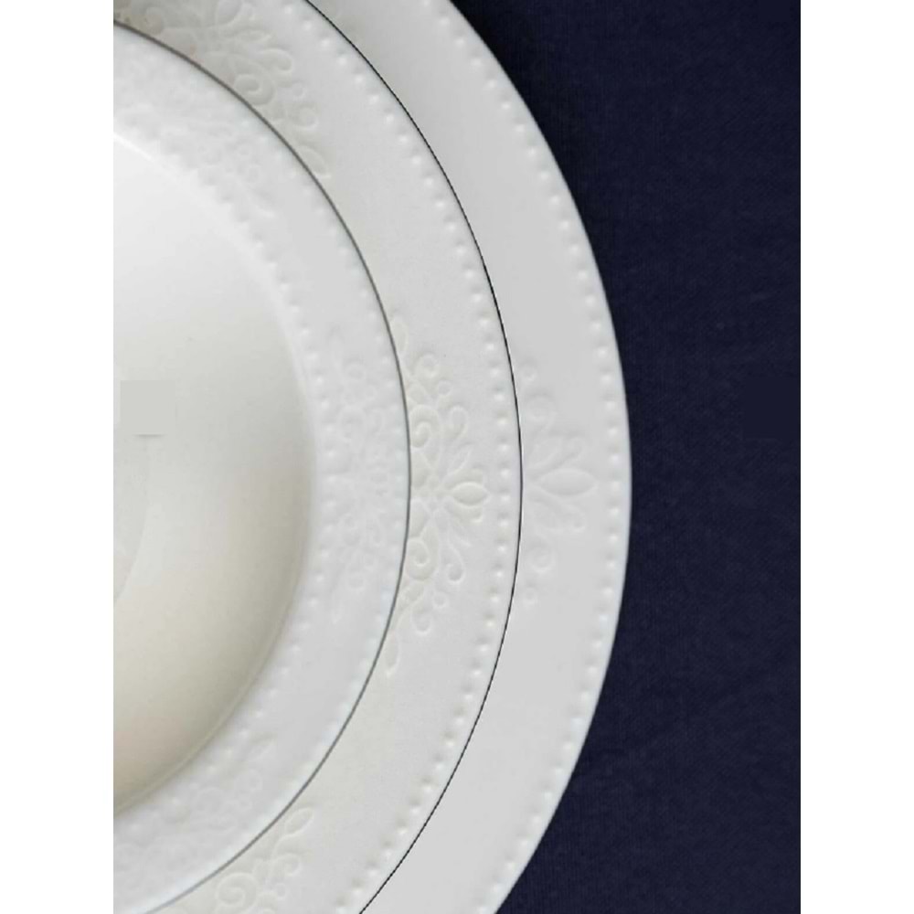 Acar 5620 Mirante Platin 24 Parça 6 Kişilik Porselen Yemek Takımı
