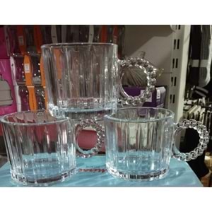 Miraç Boncuk Saplı 3 lü Cam Kupa Sade MRC-255