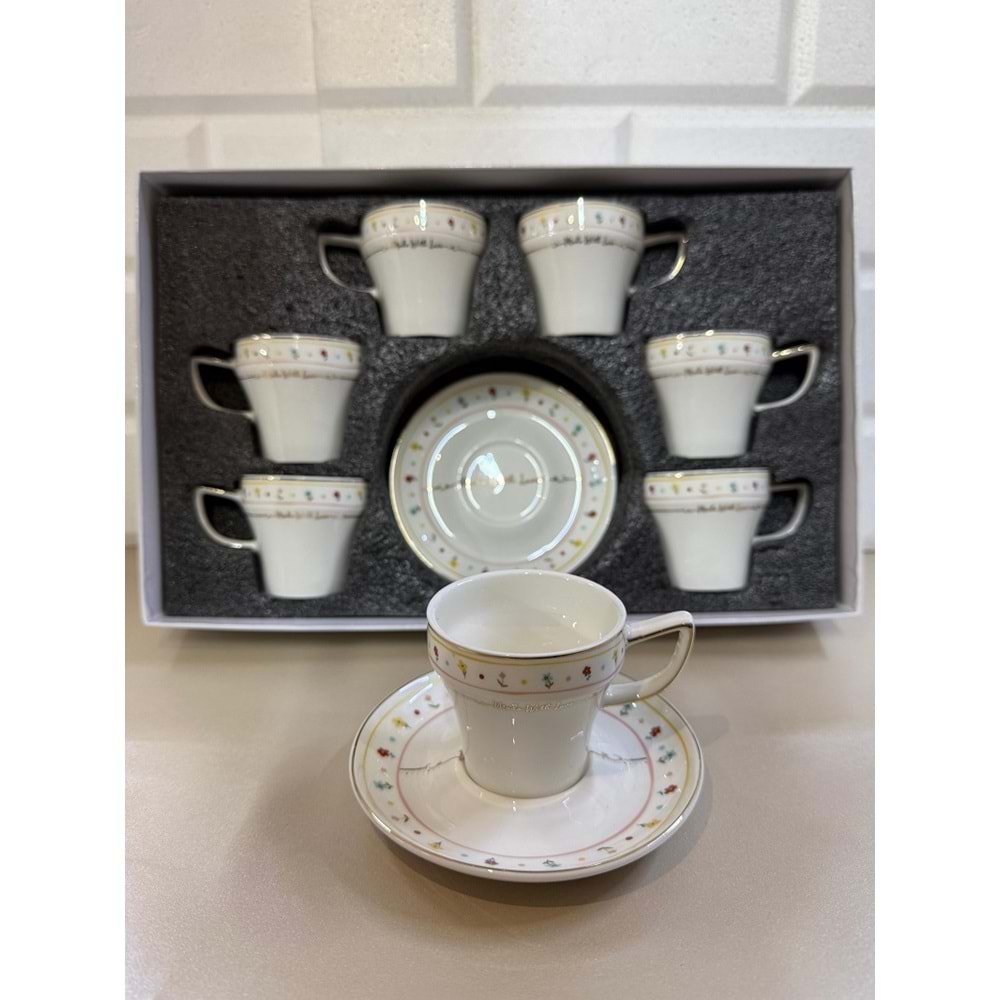 Acar Made With Love Porselen 6 lı Kahve Fincan Takımı 8176