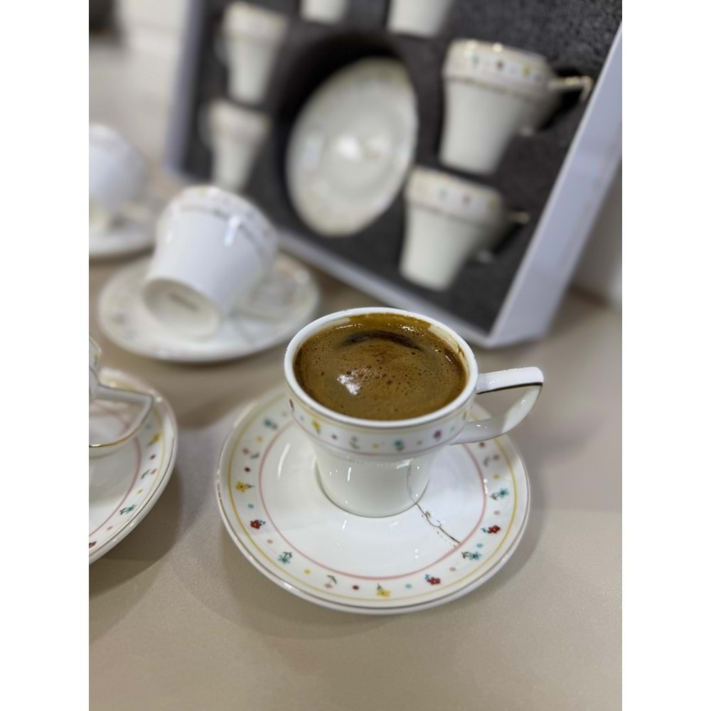 Acar Made With Love Porselen 6 lı Kahve Fincan Takımı 8176