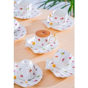 Acar Laduree 6 Kişilik Porselen Kahve Fincan Takımı 8168