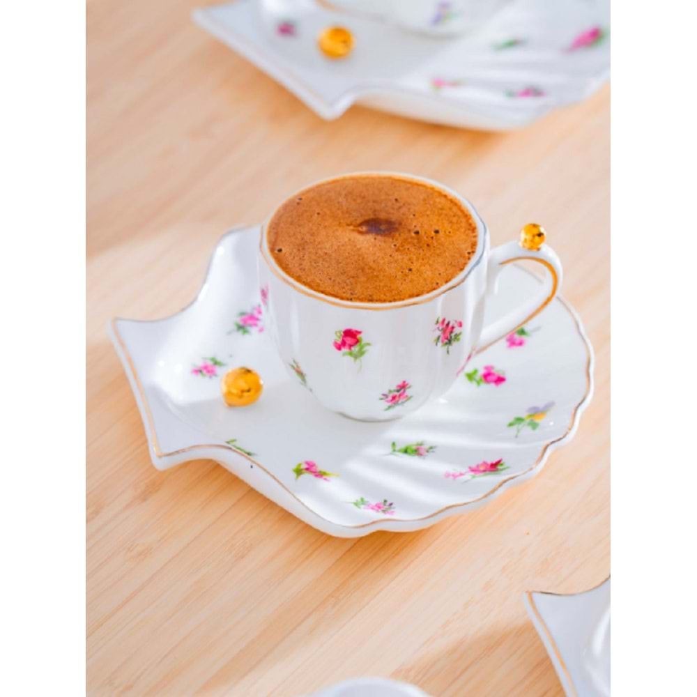 Acar Laduree 6 Kişilik Porselen Kahve Fincan Takımı 8168