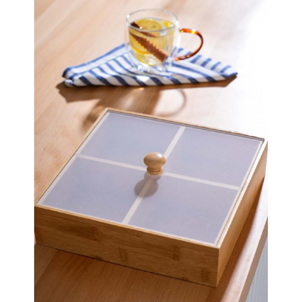 Acar Bambu Kapaklı 4 lü Çerezlik ACR-258