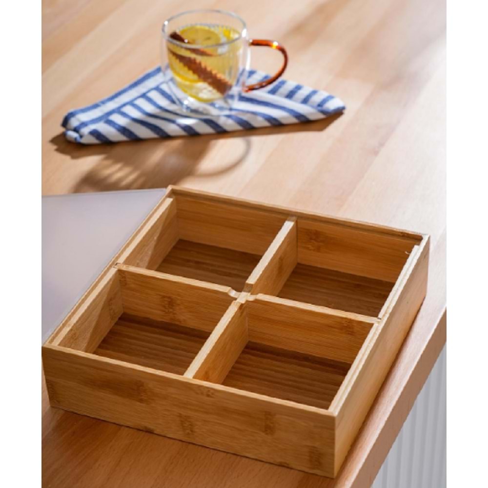 Acar Bambu Kapaklı 4 lü Çerezlik ACR-258