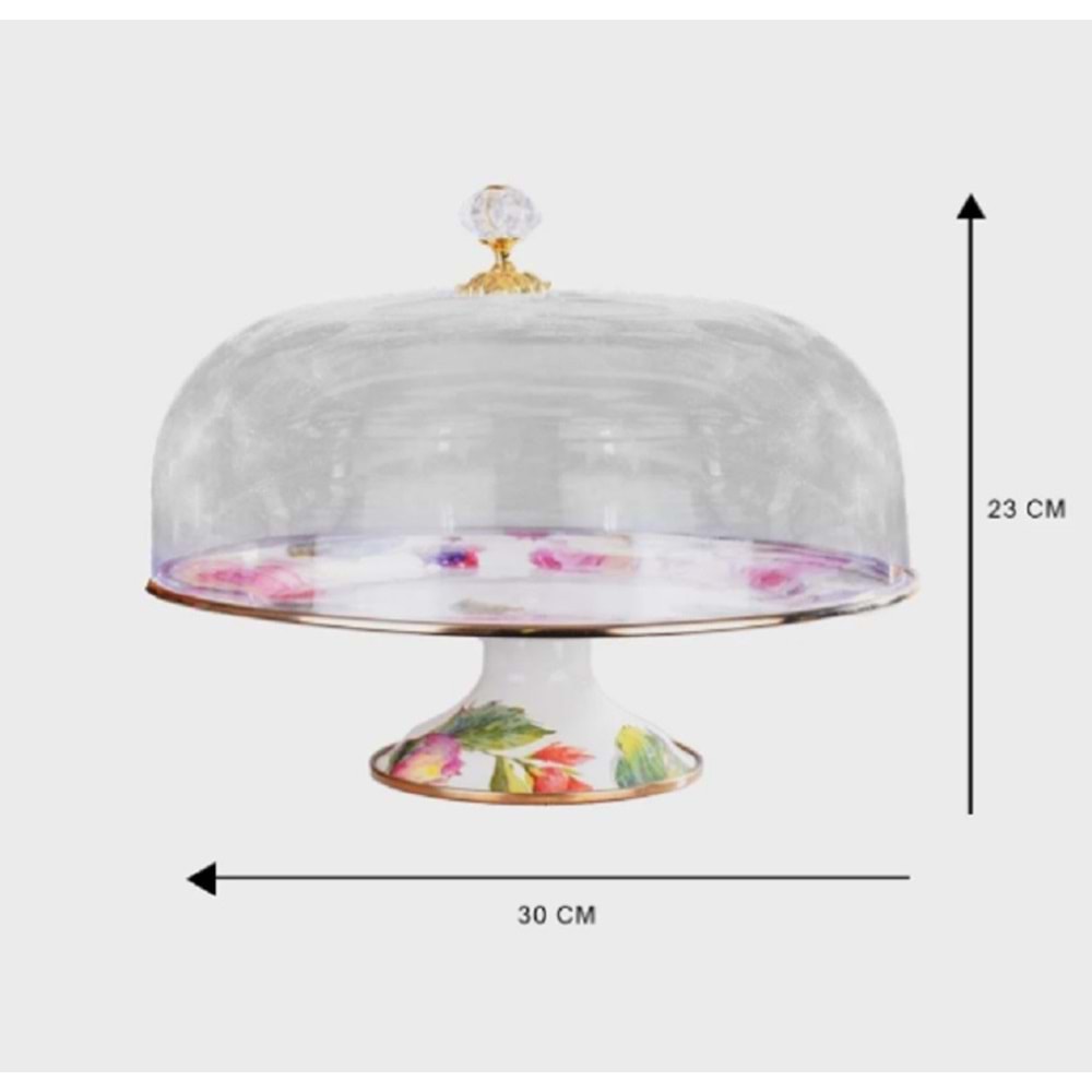 Miss Betty Rose Deluxe Emaye Ayaklı 30 Cm Kek Fanusu 16895-07