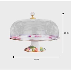 Miss Betty Rose Deluxe Emaye Ayaklı 30 Cm Kek Fanusu 16895-07