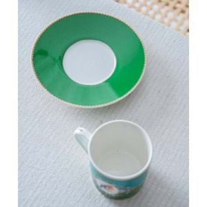 Acar Cybil 6 Kişilik Porselen Kahve Fincan Takımı Yeşil 8595