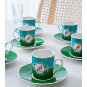 Acar Cybil 6 Kişilik Porselen Kahve Fincan Takımı Yeşil 8595