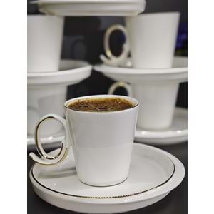 Güral Porselen Carine Crown 6 Kişilik Kahve Fincan Takımı Altın File KT20
