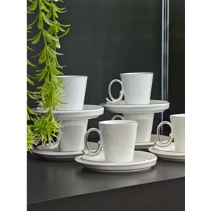 Güral Porselen Carine Crown 6 Kişilik Kahve Fincan Takımı Altın File KT20