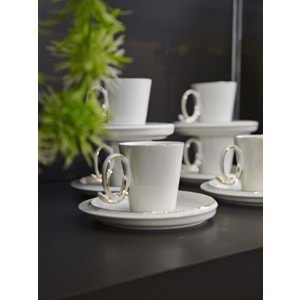 Güral Porselen Carine Crown 6 Kişilik Kahve Fincan Takımı Altın File KT20