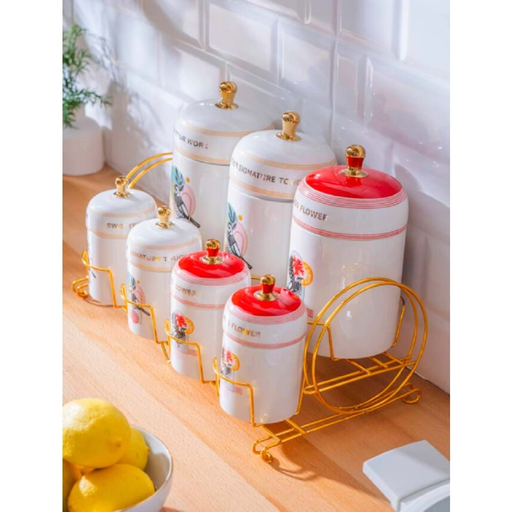 Acar Parrot 7 li Porselen Baharatlık Takımı Kai-08171