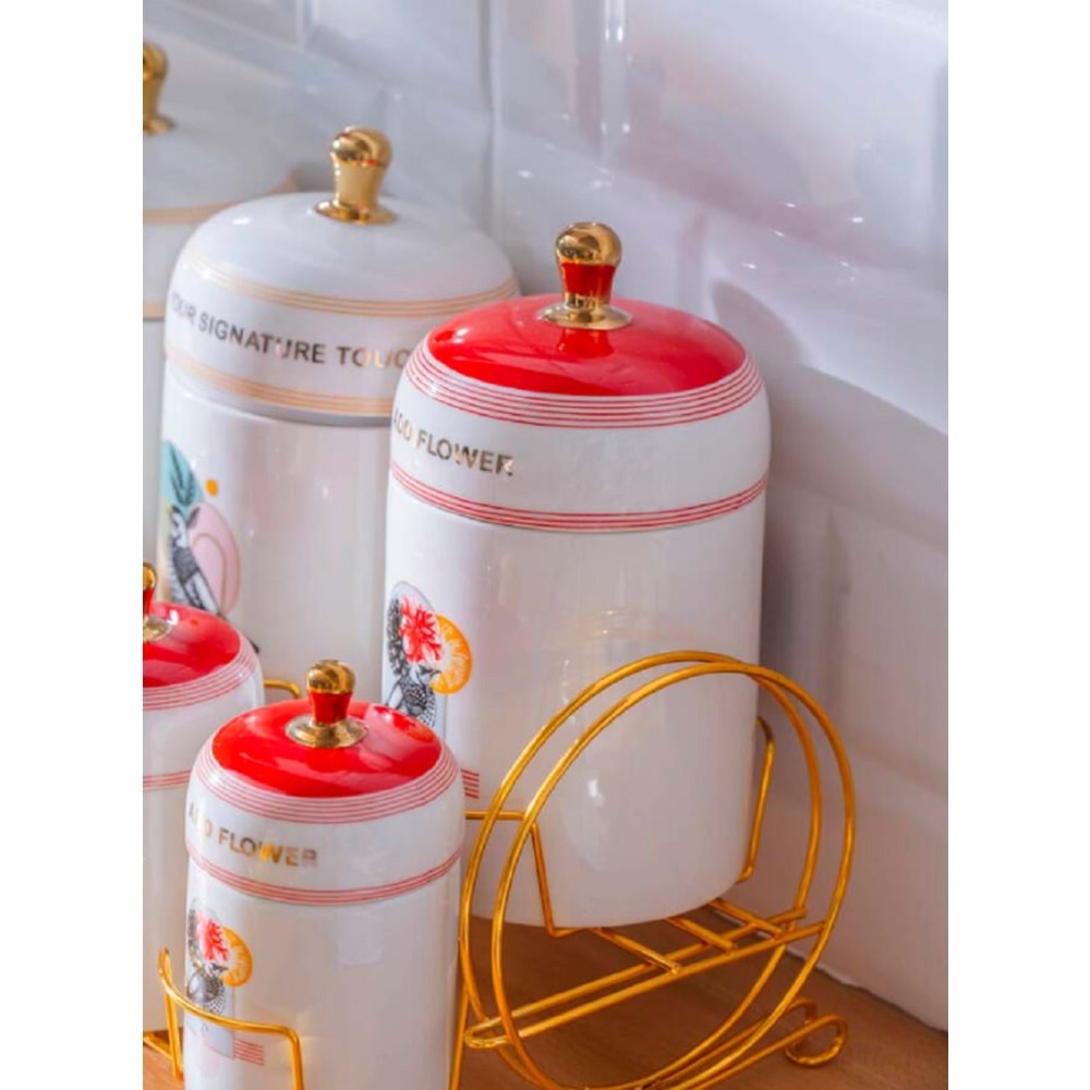 Acar Parrot 7 li Porselen Baharatlık Takımı Kai-08171