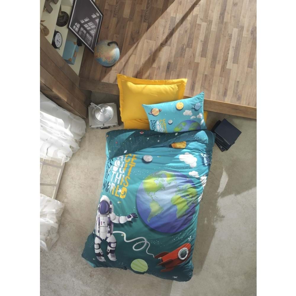 Cottonbox Junior Little Astronot Turkuaz + FTT Genç Nevresim Takımı