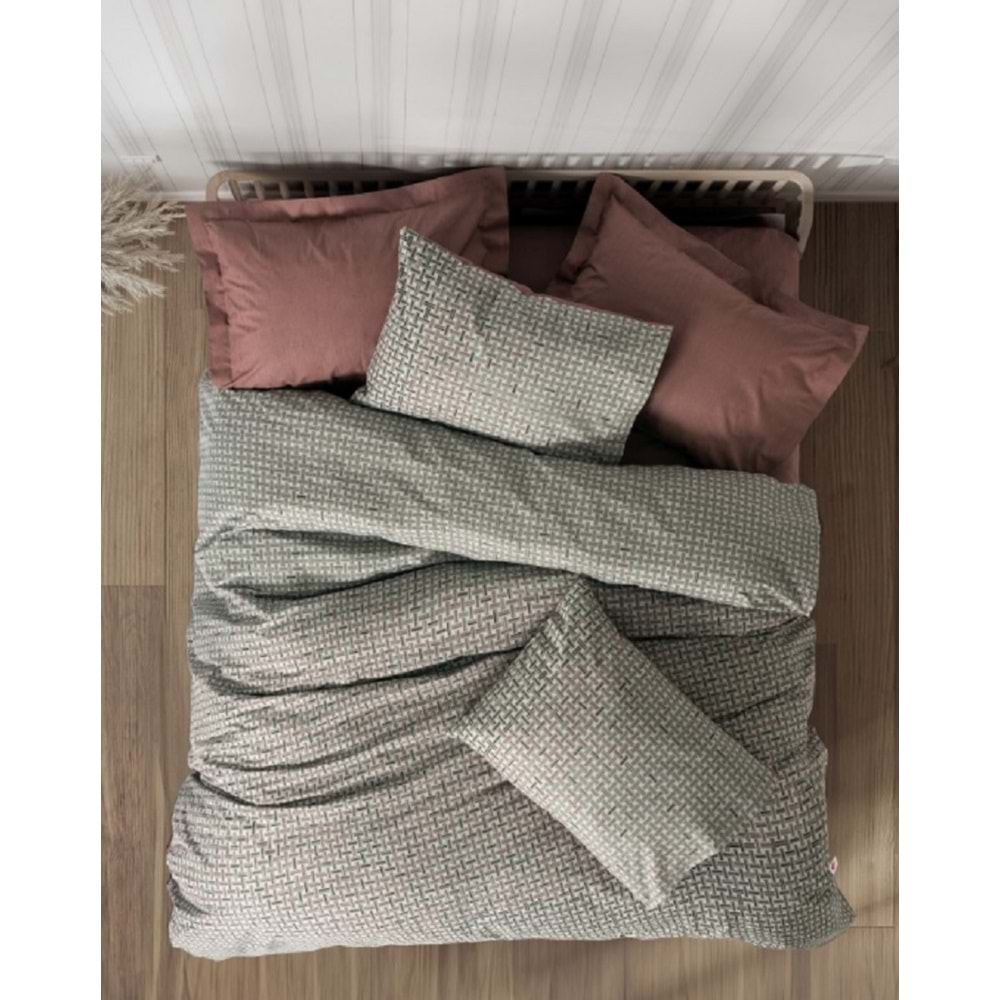 CottonBox Petite Ranforce Lastikli Çarşaflı Tek Kişilik Nevresim Takımı Mote Kiremit